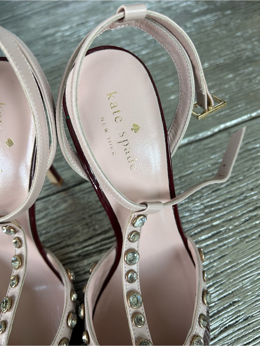 Kate Spade burgundy patent leather with light pink details with rhinestones - Picture 5 of 13